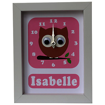 Stripey Cats Personalised Osbert Owl Framed Clock, 23 x 18cm Pink Stripey Cats Personalised Osbert Owl Framed Clock, 23 x 18cm Pink